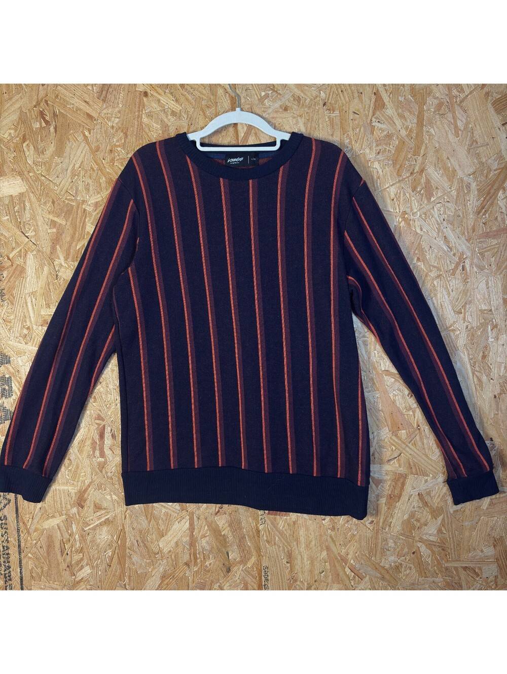 Navy Orange Striped Knit Sweater